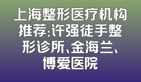 上海整形医疗机构推荐：许强徒手整形诊所、金海兰、博爱医院