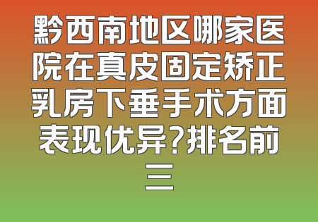 黔西南地区哪家医院在真皮固定矫正乳房下垂手术方面表现优异？排名前三