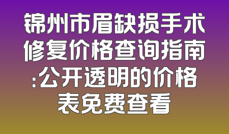 锦州市眉缺损手术修复价格查询指南：公开透明的价格表免费查看