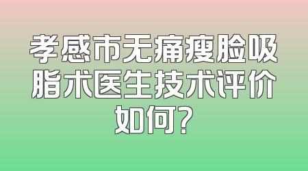 孝感市无痛瘦脸吸脂术医生技术评价如何？