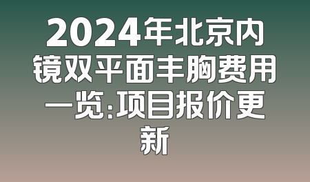 2024年北京内镜双平面丰胸费用一览：项目报价更新