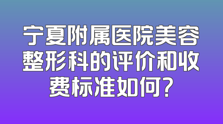 宁夏附属医院美容整形科的评价和收费标准如何？