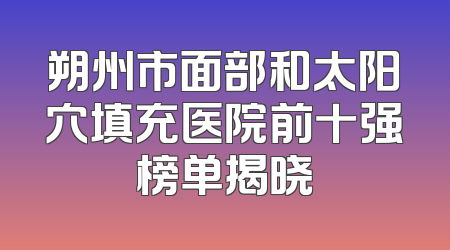 朔州市面部和太阳穴填充医院前十强榜单揭晓