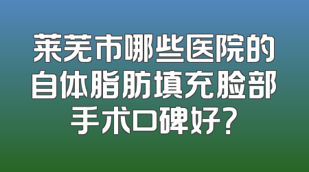 莱芜市哪些医院的自体脂肪填充脸部手术口碑好？