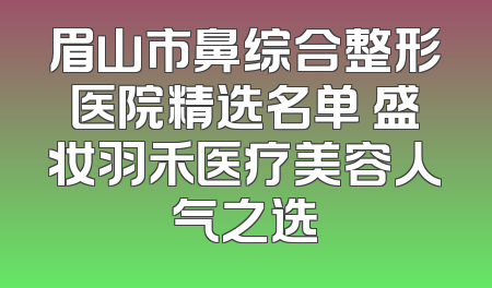 眉山市鼻综合整形医院精选名单 盛妆羽禾医疗美容人气之选