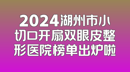 2024湖州市小切口开扇双眼皮整形医院榜单出炉啦