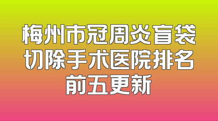 梅州市冠周炎盲袋切除手术医院排名前五更新