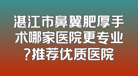 湛江市鼻翼肥厚手术哪家医院更专业？推荐优质医院