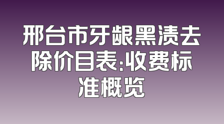 邢台市牙龈黑渍去除价目表：收费标准概览