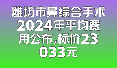 潍坊市鼻综合手术2024年平均费用公布，标价23033元