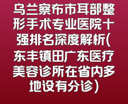 乌兰察布市耳部整形手术专业医院十强排名深度解析（东丰镇田广东医疗美容诊所在省内多地设有分诊）
