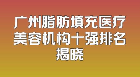 广州脂肪填充医疗美容机构十强排名揭晓