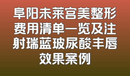 阜阳未莱宫美整形费用清单一览及注射瑞蓝玻尿酸丰唇效果案例