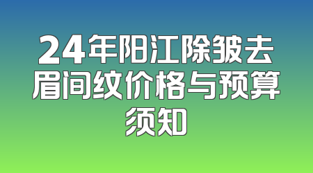24年阳江除皱去眉间纹价格与预算须知