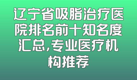 辽宁省吸脂治疗医院排名前十知名度汇总，专业医疗机构推荐