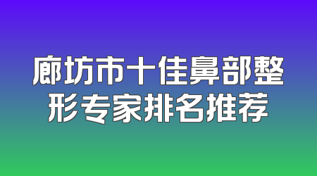 廊坊市十佳鼻部整形专家排名推荐