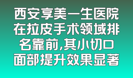 西安享美一生医院在拉皮手术领域排名靠前，其小切口面部提升效果显著
