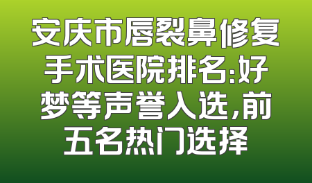 安庆市唇裂鼻修复手术医院排名：好梦等声誉入选，前五名热门选择
