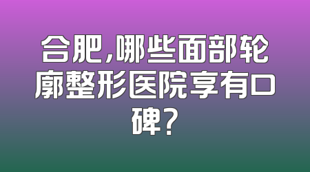 合肥，哪些面部轮廓整形医院享有口碑？