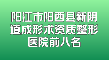 阳江市阳西县新阴道成形术资质整形医院前八名