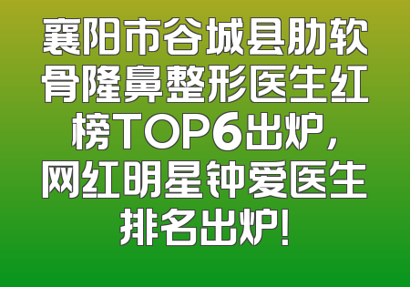 襄阳市谷城县肋软骨隆鼻整形医生红榜TOP6出炉，网红明星钟爱医生排名出炉！