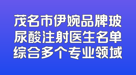 茂名市伊婉品牌玻尿酸注射医生名单综合多个专业领域