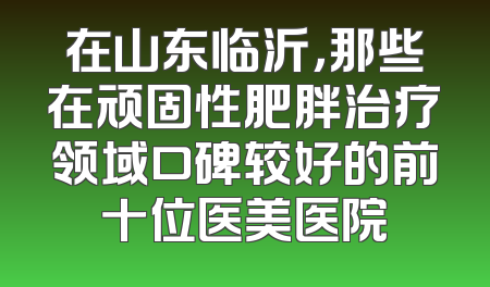 在山东临沂，那些在顽固性肥胖治疗领域口碑较好的前十位医美医院