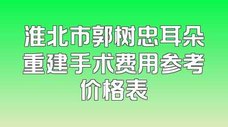 淮北市郭树忠耳朵重建手术费用参考价格表