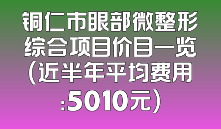 铜仁市眼部微整形综合项目价目一览（近半年平均费用：5010元）