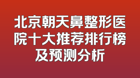 北京朝天鼻整形医院十大推荐排行榜及预测分析