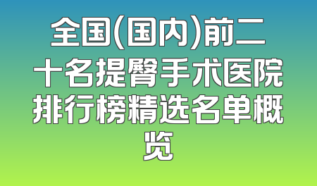 全国（国内）前二十名提臀手术医院排行榜精选名单概览