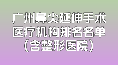 广州鼻尖延伸手术医疗机构排名名单（含整形医院）