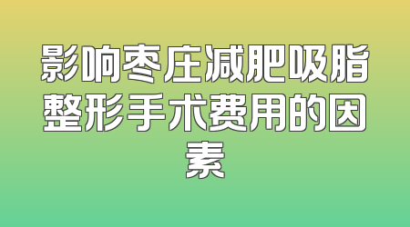 影响枣庄减肥吸脂整形手术费用的因素
