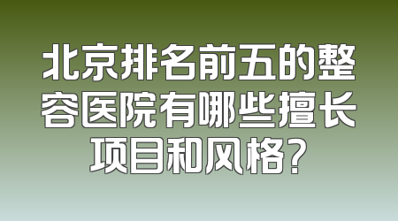 北京排名前五的整容医院有哪些擅长项目和风格？