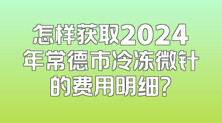 怎样获取2024年常德市冷冻微针的费用明细？