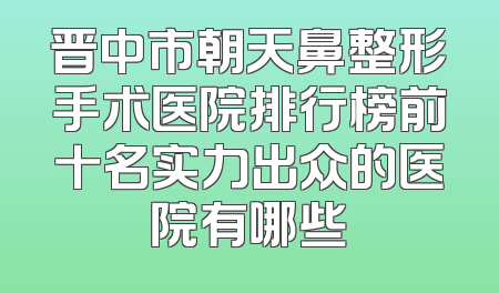 晋中市朝天鼻整形手术医院排行榜前十名实力出众的医院有哪些