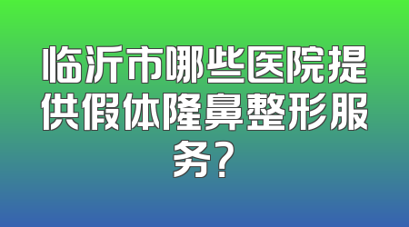 临沂市哪些医院提供假体隆鼻整形服务？