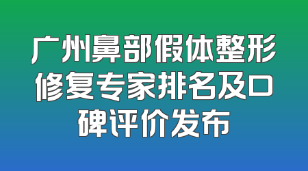 广州鼻部假体整形修复专家排名及口碑评价发布