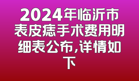 2024年临沂市表皮痣手术费用明细表公布，详情如下