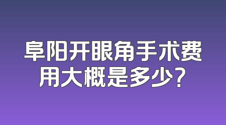 阜阳开眼角手术费用大概是多少？