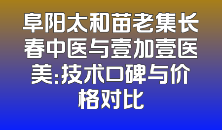 阜阳太和苗老集长春中医与壹加壹医美：技术口碑与价格对比