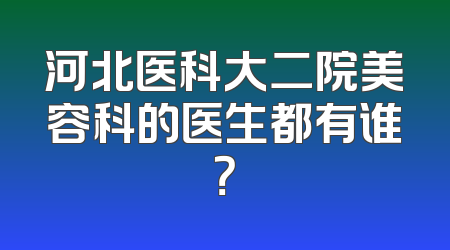 河北医科大二院美容科的医生都有谁？