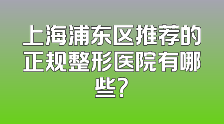 上海浦东区推荐的正规整形医院有哪些？