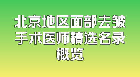 北京地区面部去皱手术医师精选名录概览