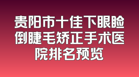 贵阳市十佳下眼睑倒睫毛矫正手术医院排名预览