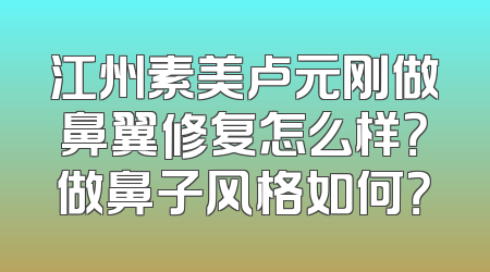江州素美卢元刚做鼻翼修复怎么样？做鼻子风格如何？