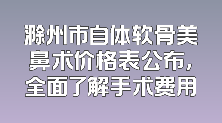 滁州市自体软骨美鼻术价格表公布，全面了解手术费用