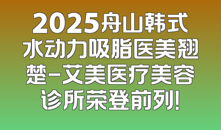 2025舟山韩式水动力吸脂医美翘楚-艾美医疗美容诊所荣登前列！