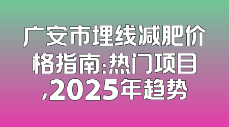 广安市埋线减肥价格指南：热门项目，2025年趋势
