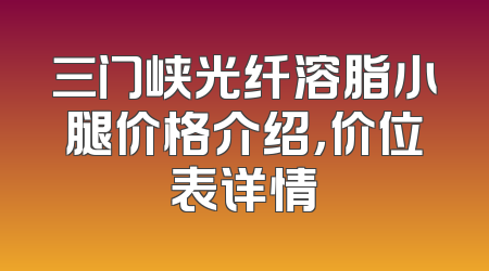 三门峡光纤溶脂小腿价格介绍，价位表详情